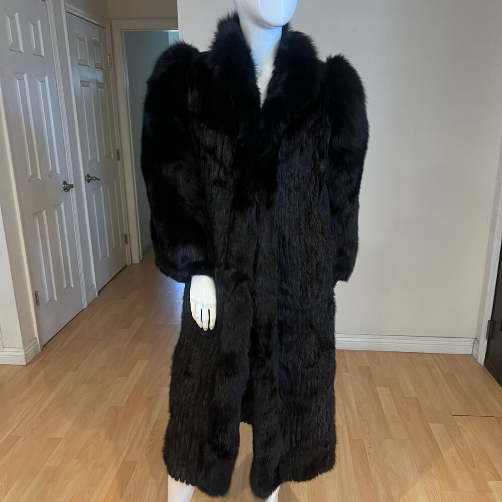 SCANDINAVIAN FUR COMAPANY RANCH CORDED MINK FOX TRIM COAT SZ M MEDIUM